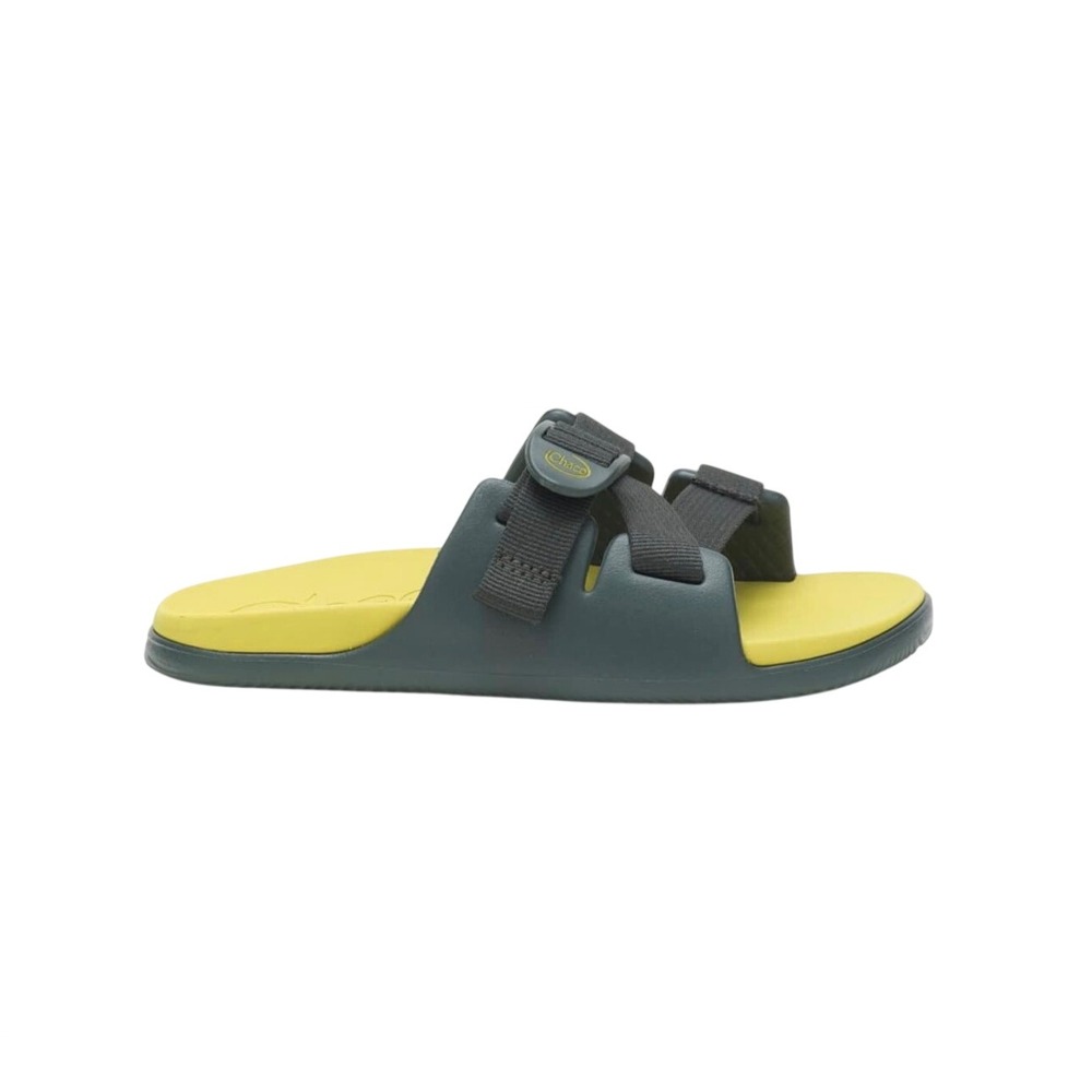 Chaco Chillos Slide Sandals Kids Boys Girls Sz 5 Green Yellow Adjustable Straps